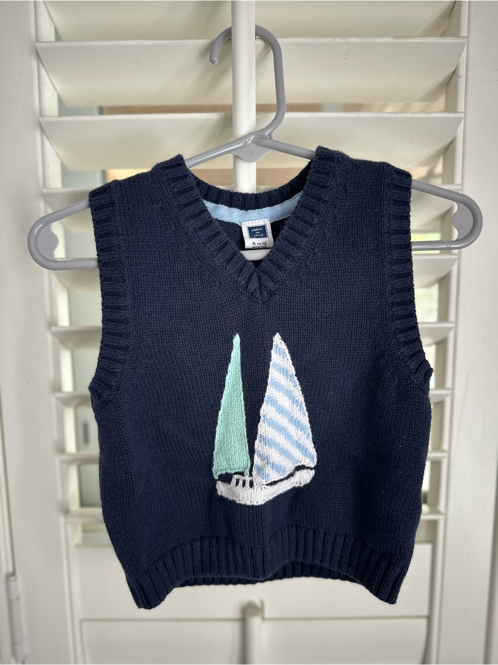 Janie and Jack Knit Sailboat Sweater Vest Baby 6-12 Months